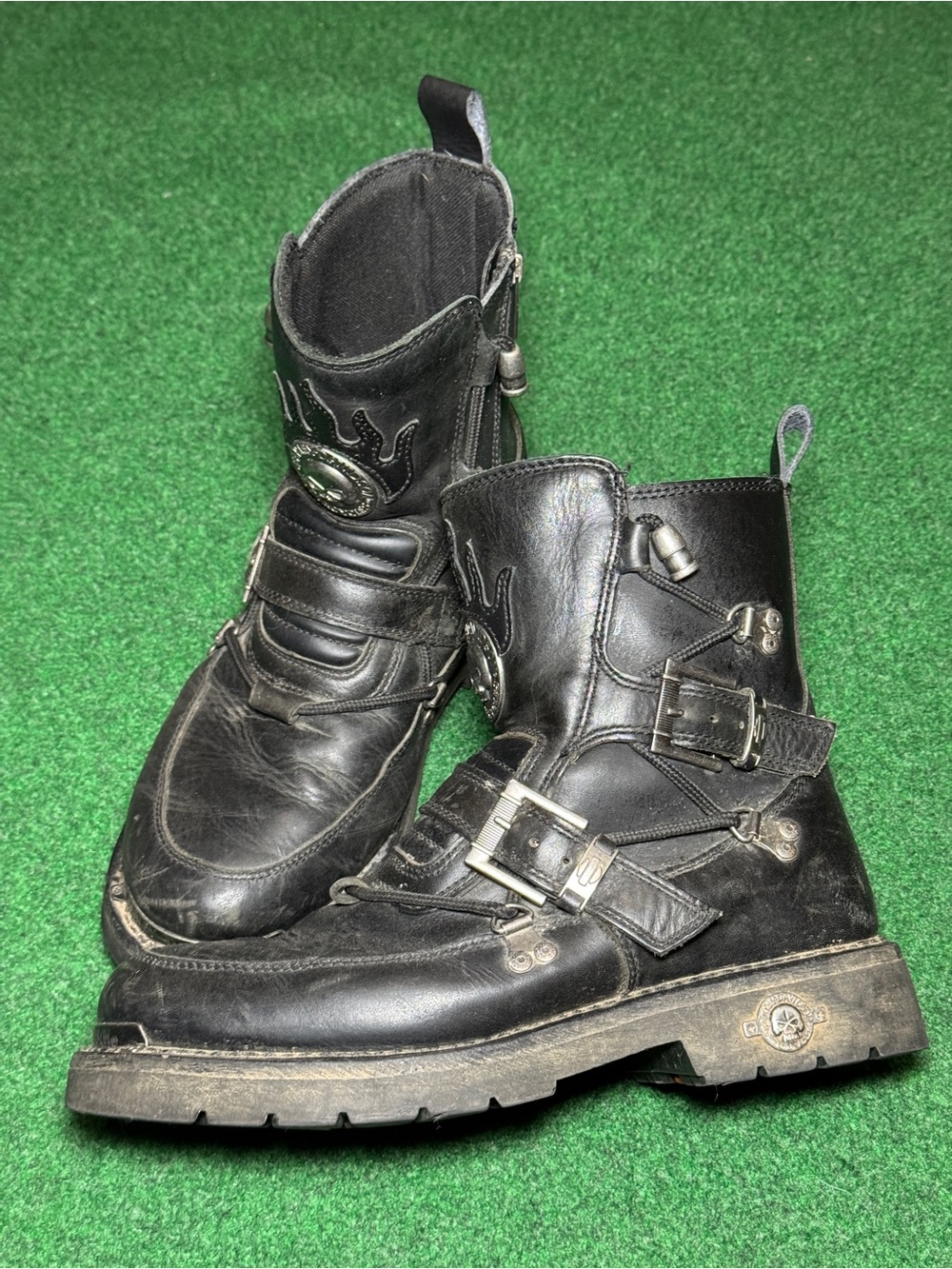 Vintage 90s Harley Davidson Biker Boots, Badass Motorcycle Goth (Men’s Size 10)